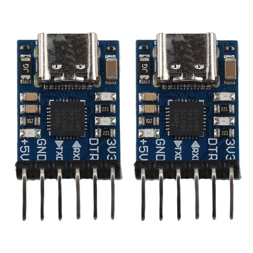 2 Stück CP2102 USB-zu-TTL-Seriell-Modul UART STC Downloader Adapter für MCU-Debugging und Programmierung Unter Linux und Windows (Typ C)