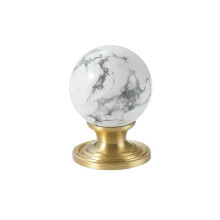 25mm Brass Drawer Knob with Natural Stone Inlay - Cabinet Wardrobe Door Handle Cabinet Wardrobe Door Handle Howlite