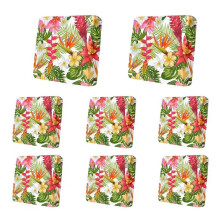 8PCS Tropical Floral Elastic Sofa Cushion Slipcovers, Soft Skin-Friendly Patio Covers for Garden Sectional Sofas