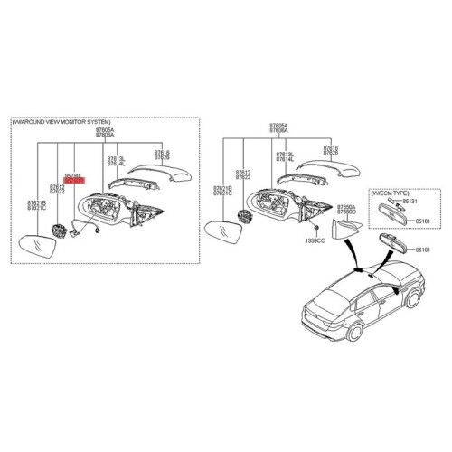 Car Right Side Rear View Mirror Camera for  Optima 2014-2019 95790-D4100 1