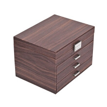 Luxury Jewelry Box Multi-Layer Leather Jewelry Storage Box with Drawer Large Capacity for Earrings Rings Necklaces Wood