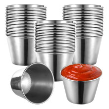 60 Stück Saucenbecher Aus Edelstahl, 60 Ml Dip-Saucenbecher Aus Edelstahl, Wiederverwendbare Runde Dip-Schüsseln für Restaurants
