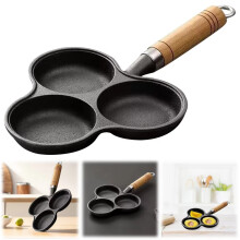 3 Gaten Gietijzeren Omelet Pan Anti-Aanbak Ontbijt Ei Pan Ontbijt Grill Kookpot Ei Koekenpan Pannenkoekenpan