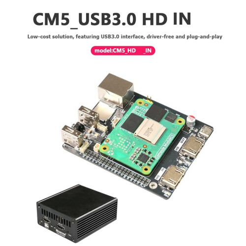 For CM5 HD Video Capture Card for Raspberry Pi CM5_USB3.0 HD in Expansion Board+Case for Raspberry Pi Compute Module 5 2
