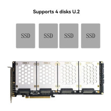PH46-4 Carte Adaptateur de Disque Dur 4 Disques SFF8639 U.2 NVME et  2,5 Pouces Vers Carte Partagée PCIE4.0 PCIE4.0 X16