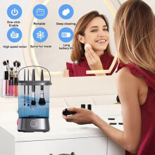 Elektrischer Make--Pinselreiniger mit Reinigungsmatte, USB, Automatischer Rotations-Make--Pinselreiniger für Make--Liebhaberinnen, Frauen, Lila