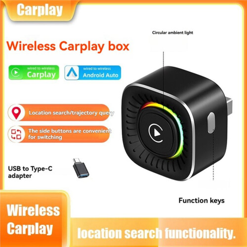 2in1 Wireless Carplay Android AUTO Location Finder Function AI Box Adapter Bluetooth5.0+WiFi Wired to Wireless Carplay A 1