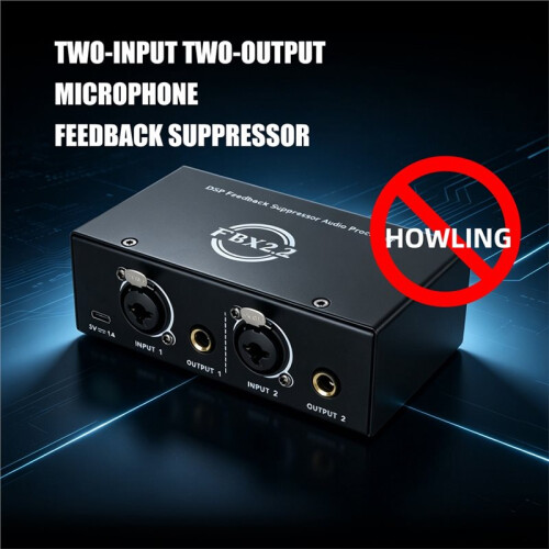 Dual Channels Passive Hum Eliminator Box Fully Automatic Feedback Suppressor for Audio Equipments Cable Set 2