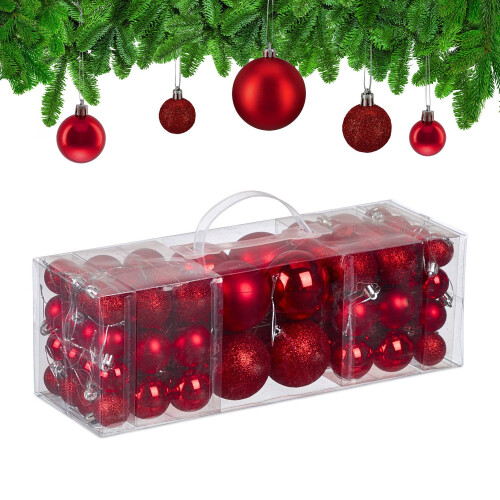 Juego de bolas de Navidad para árbol de Navidad, 76 piezas, plástico 1