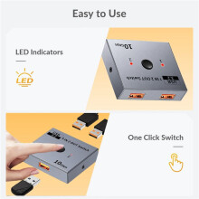 USB 3.2 10Gbps KVM Switcher Selector 1 in 2 Out KVM A Hub Hosts for Computer Laptop PC Share Printer Sharing