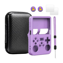 Silikonhülle für R36S-Spielekonsole, Schutzhülle, Handheld-Tasche, Gehärtetes Glas-Display-Schutzfolien-Aufbewahrungstasche C