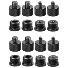 16pcs Set Mic Stand Thread Adapter Set 1/4,3/8 Male to 5/8 Female Microphone Stand Fixing Screw Adapter Transfer