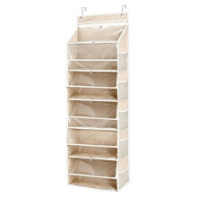 Over the Door Yarn Storage Organizer, 5-Tier Yarn Organizer with Zippered Compartments & Mesh Pockets Beige