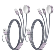 2Pack Multi Charging Cable Cord for Travel , Watch Charger, Charger,[3-in-2] Portable Designed