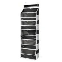 Over the Door Yarn Storage Organizer, 5-Tier Yarn Organizer with Zippered Compartments & Mesh Pockets Black
