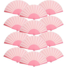 12 Stück Faltender Handfächer - Tragbarer Handventilator für Frauen & Männer, für Hochzeiten, Teepartys, Reisen, DIY Basteln, Geschenk (Rosa)