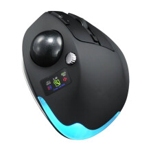 Mouse Trackball Wireless Tri-Mode con 8 Pulsanti Programmabili Multifunzionali RGB Ergonomico con Schermo di Visualizzazione