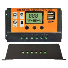 40A Solar Charge Controller Solar Panel Controller 12V/24V Adjustable LCD Display Panel Battery Regulator with USB Port
