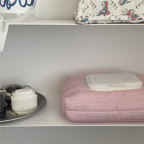 Capas de Lenços Umedecidos de Tecido Listrado Reutilizáveis para Casa e Viagem Rosa 2