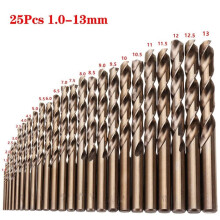 Ensemble de 25 Forets à Torsion M35 avec Boîte de Rangement en Fer pour Perçage de L'Acier Inoxydable, Du Bois et Du Métal