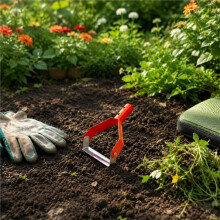 Arched Hoe, Reinforced Weeding Hoe, Heavy-Duty Weeding , Suitable for Lawns, Gardens, Patios, and Flower Beds Orange