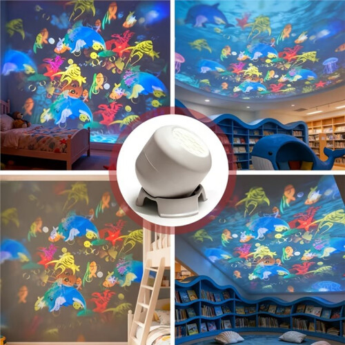 LED Starrys Ocean Projector Light 360 Rotating Dynamic Projection Night Light USB Plug-in Ambient Lamp Decor Lighting 2