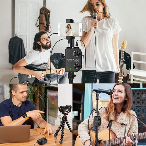 COMICA LINKFLEX AD3 Microphone Audio Mixer Preamp with Phantom Power, Guitar Audio Interface Microphone for Camera 1
