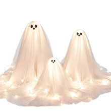 3 Piezas Decoraciones de Halloween Luz Fantasma Decoración de Mesa Lámpara Fantasma LED para Fiesta de Halloween en Interior, Estante de Chimenea,