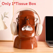 (Brown)Stone Statue Tissue Box With Geometric Accents For Stylish Living Room Settings Bathroom