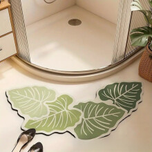 (Light Green,60x150cm)Elegante tappetino bagno tema piante con fondo antiscivolo silicone poliestere Quickdry per zona doccia