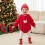 (Red ,66cm)Pezzo unico manica lunga bambino con materiale spesso e cappuccio Natale per 3