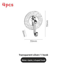 (Clear Silver)Crochets adhésifs en forme de J pour rangement baignoire et bureau pas de perçage nécessaire