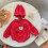 (Red ,90cm)Pezzo unico manica lunga bambino con materiale spesso e cappuccio Natale per 10