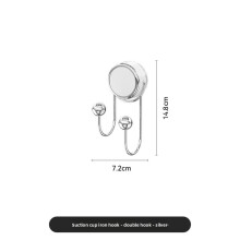 (Double Hook Silver)Ventouse Notrace Crochet Mural avec Finition Fer En Transparent pour Organisation Intérieur