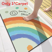 (Rainbow Face,40x60cm)Smiling Face Diatom Mud Doormat With Washable Polyester For Bathroom Hallway And