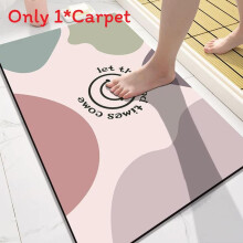 (Pink Block,40x60cm)Smiling Face Diatom Mud Doormat With Washable Polyester For Bathroom Hallway And