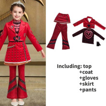 (Red,110cm)Abito Descendants Rosso Chloe Uliana Bambina Bambina Comodo Tessuto Poliestere