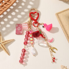(Red) Keychain Cute Animal With Starry Heart And Water Drop Pattern For Kids Teens