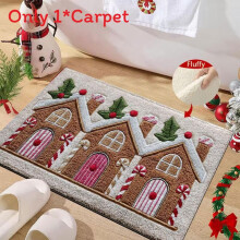 (Style10,50x80cm)Christmas Scene Cashmere Floor Mat Carpet For Party Decoration Fashion Gift