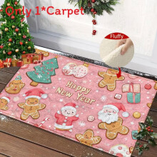 (Style1,50x80cm)Christmas Scene Cashmere Floor Mat Carpet For Party Decoration Fashion Gift