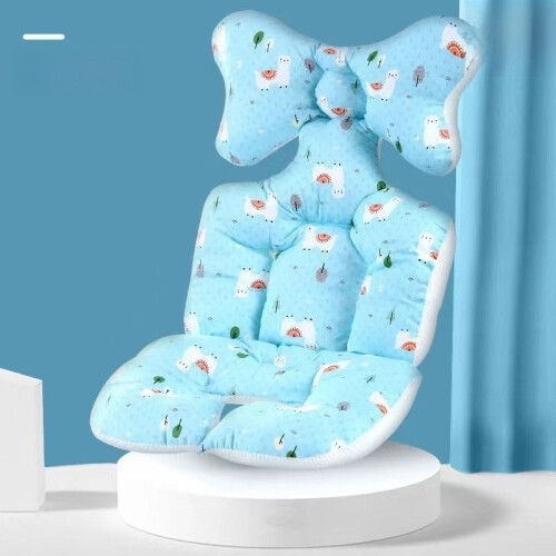 (Blue)Coussin de siège auto épaissi pour poussette bébé toute saison utilisation universel