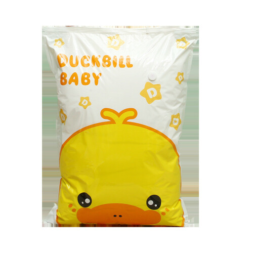 (White, 100x70cm) Portable Pattern Duck Vacuum Storage Bag For Clothes And Bedding Organization