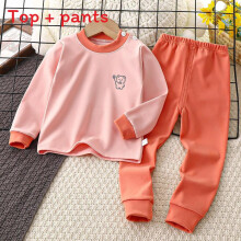 (Orange, 120cm) Underwear Thermal Childrens Set With Soft Polyester Fabric Fashion For Kids