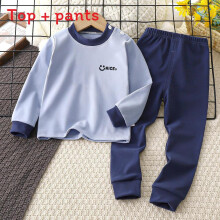 (Blue, 100cm) Childrens Thermal Underwear Set With Soft Polyester Fabric For Fashion Kids