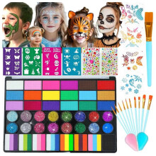 Kinderen Gezichtsschilder Set, 42 Kleuren, Make- Set, Water-Geactiveerde Gezichtsschildering Geschikt voor Feesten en Halloween.