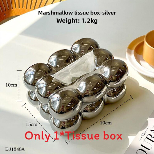 (Silver)Decorative Ceramic Tissue Case With Waterproof Design For Kitchen Decor Bathroom