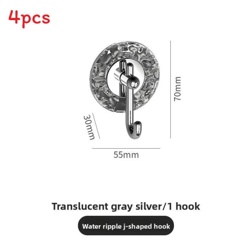 (Gray Silver)J Shaped Adhesive Hooks For Bathrooitchen And Office Storage No Required Drilling