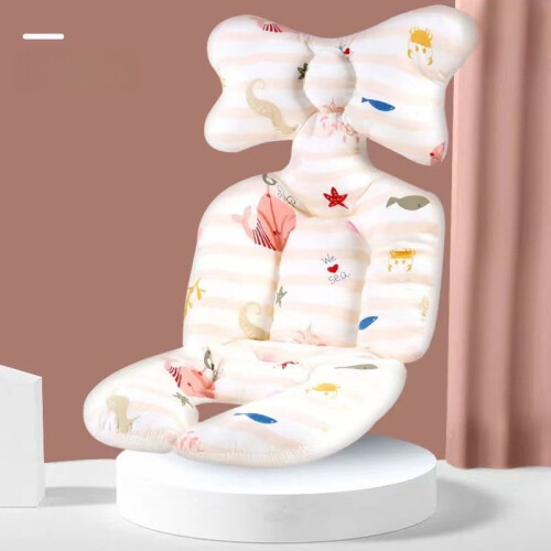 (Orange White)Coussin de siège auto épaissi pour poussette bébé toute saison utilisation universel