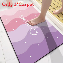 (Macaron Smile,40x60cm)Smiling Face Diatom Mud Doormat With Washable Polyester For Bathroom Hallway And