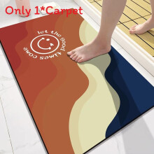 (Flowing Water,50x80cm)Smiling Face Diatom Mud Doormat With Washable Polyester For Bathroom Hallway And